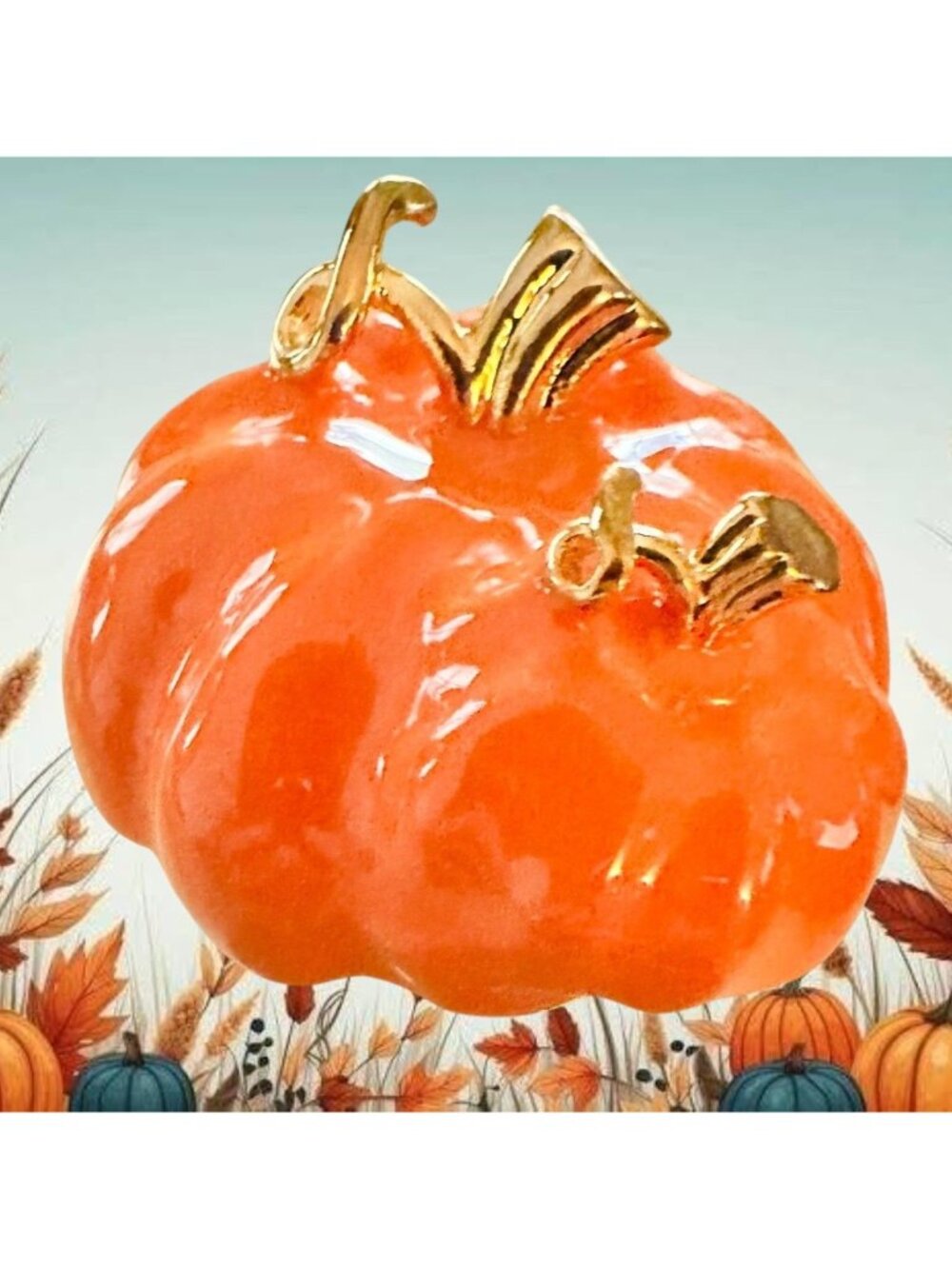 Pumpkin Pin Brooch New Thanksgiving Orange Fall Harvest Festive Holiday Jewelry